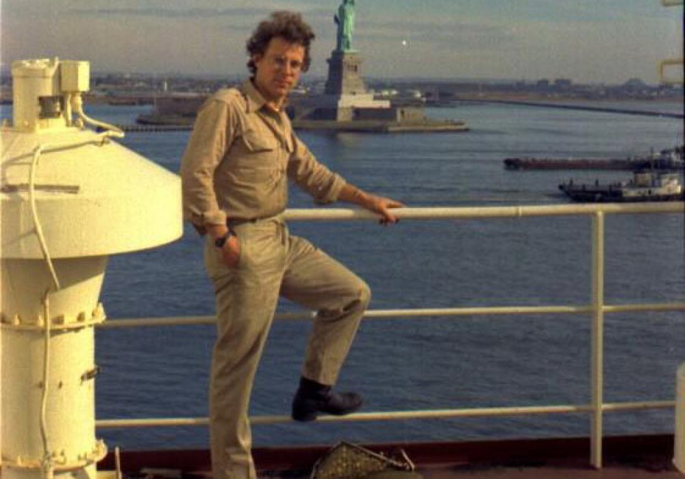 Ångturbininstallation ombord på en oljetanker, New York, tidigt 1970-tal